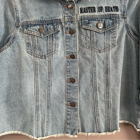 Harry Potter Women's Denim Jacket Deathly Hollows Master of Death Crop Medium - Picture 4 of 15